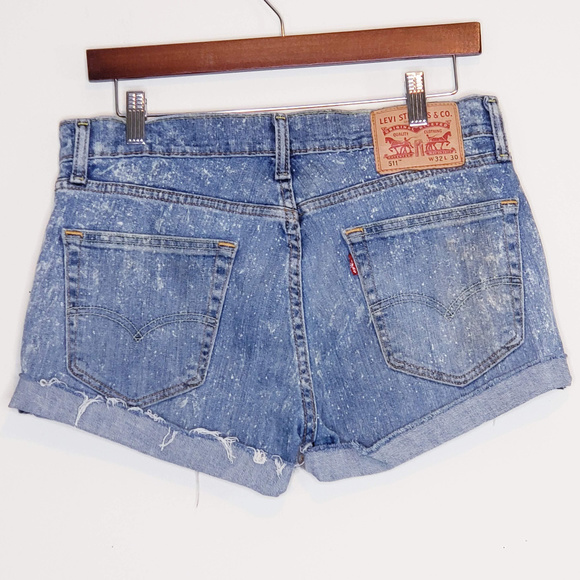 Levi's 511 distressed denim cuffed cutoff shorts - Picture 2 of 7